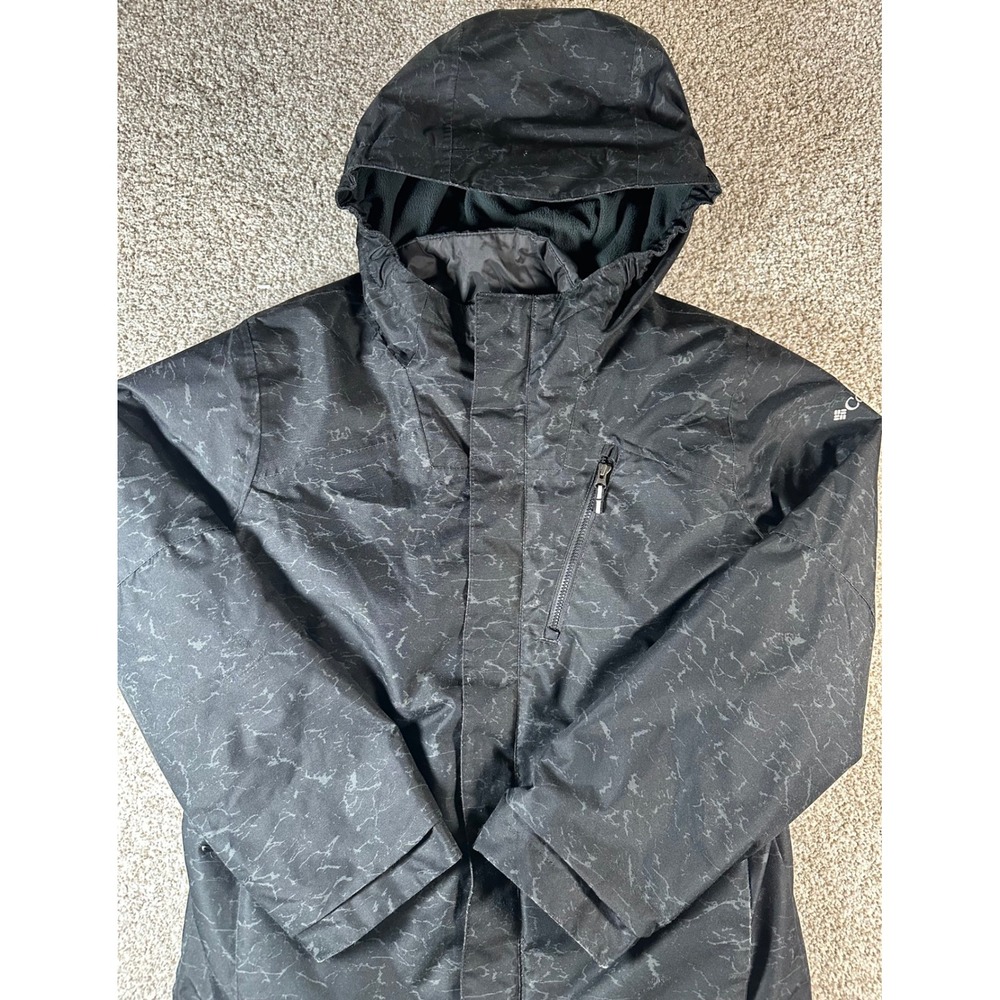 Columbia Boys Interchange Winter Jacket Black Marble Omni-Heat Size L 14/16